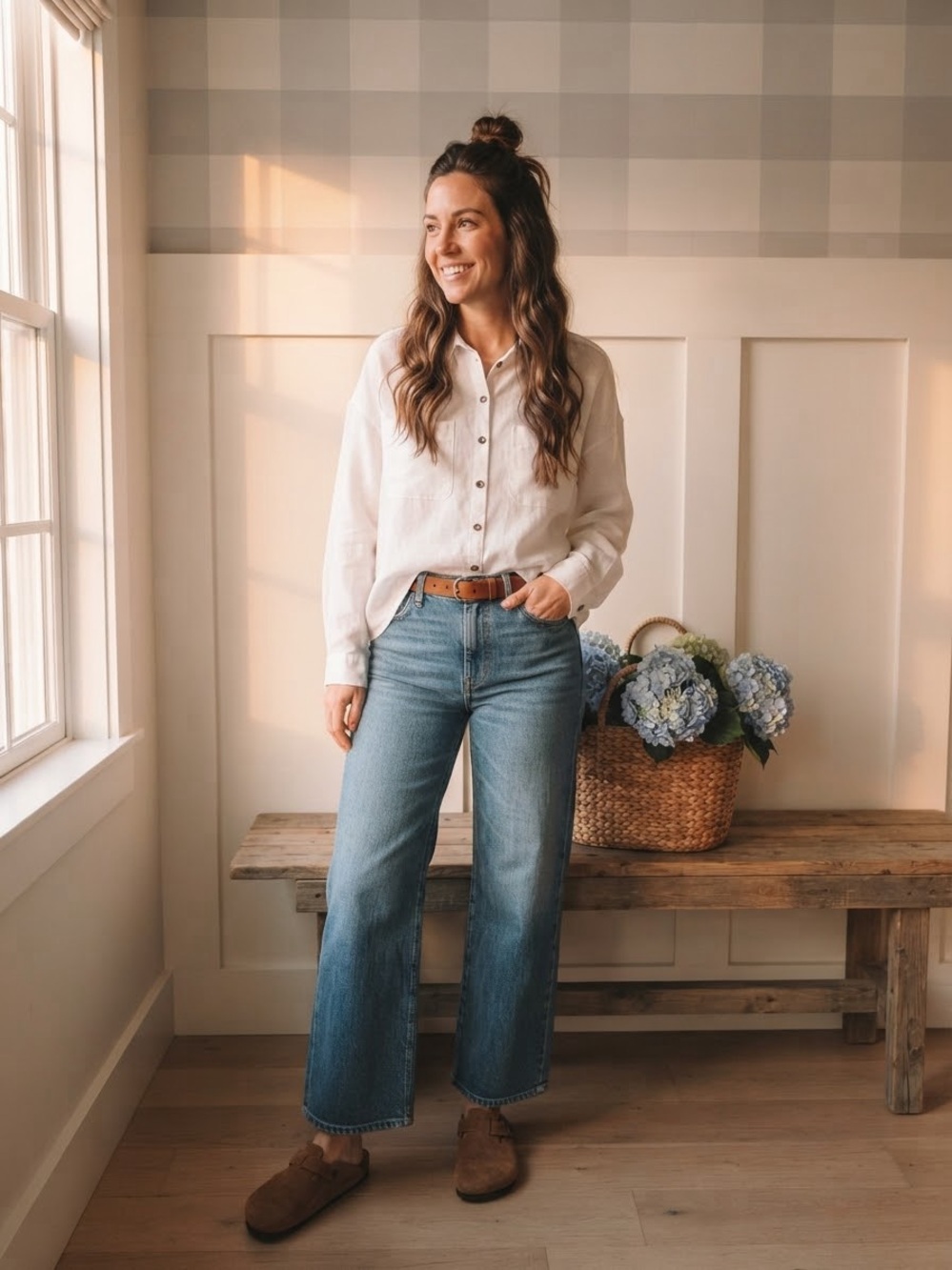 Rachel Zoe Cream Button-Up Linen  Blouse
